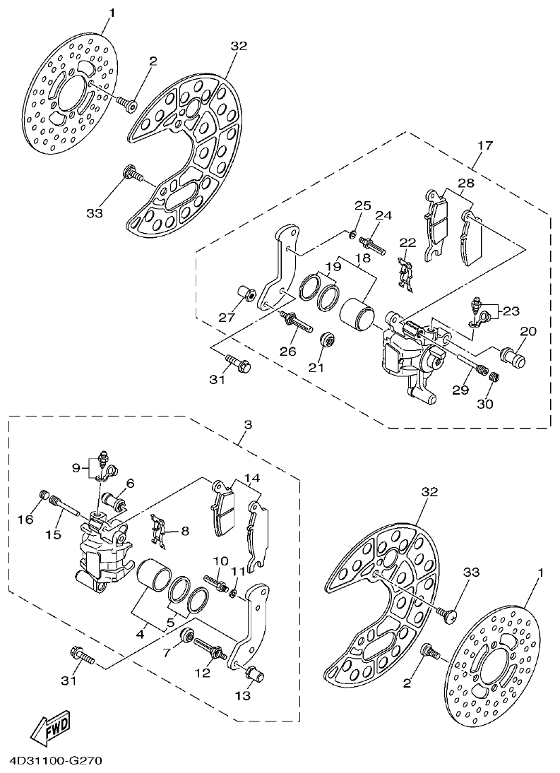 Yamaha 250RAP FRONT BRAKE CALIPER parts diagram